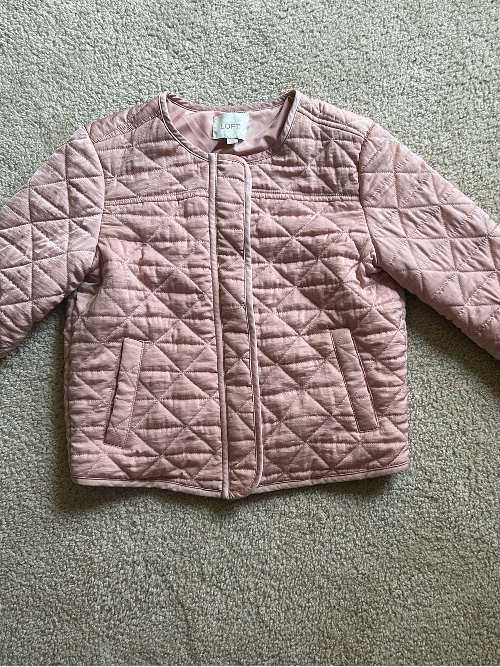 Vinted LOFT women full zip Quilted Pink Jacket size S